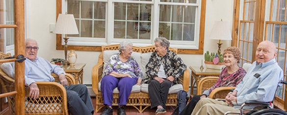 Colonial poplin nursing home patients on porch